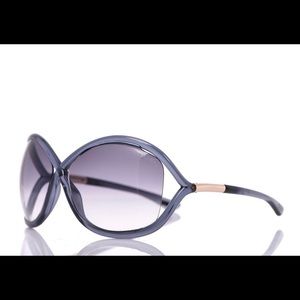 Tom Ford Gray/Blue Whitney Oversized Plastic Sunglasses